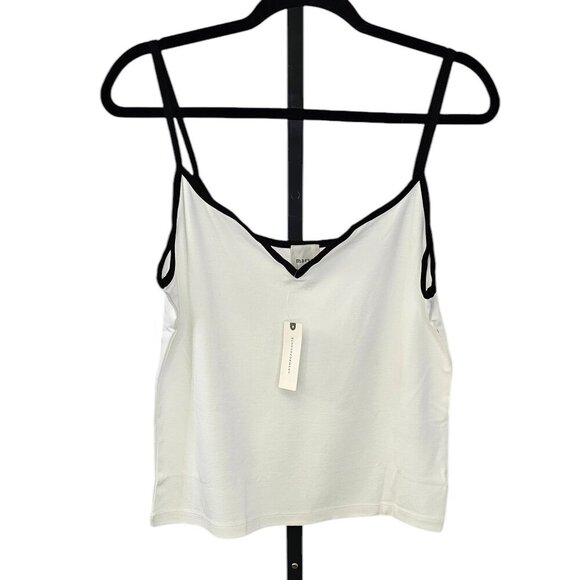 Anthropologie Maeve Contrast Piped Tank Top Size XL White Black V-Neck NWT - Picture 1 of 7